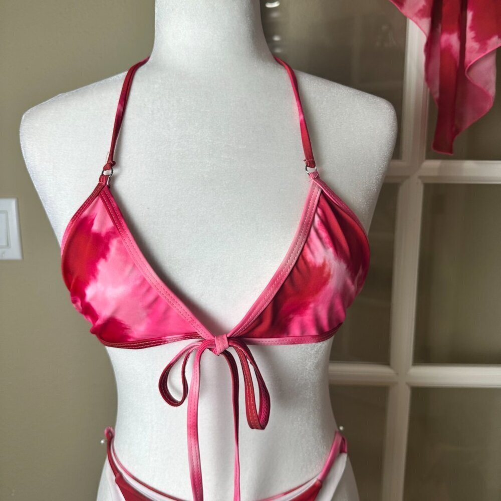 SHEIN 3 Piece Bikini Swimsuit & Sarong Cover Up Set Size Small - Picture 8 of 12